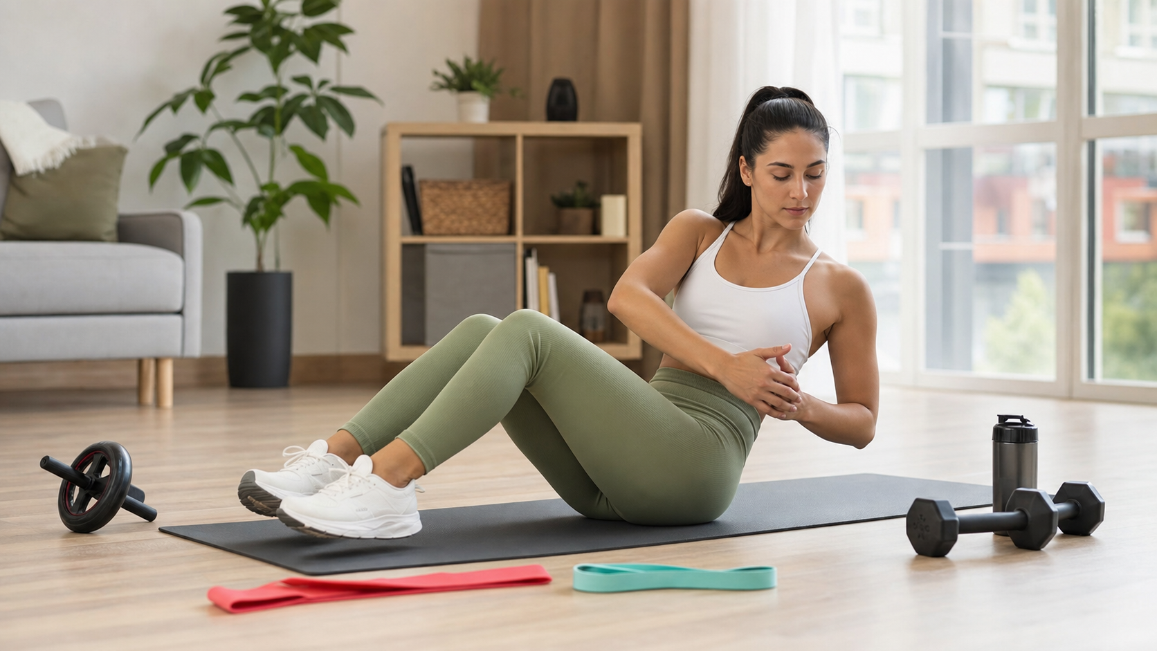 Beginner home workout guide with compact fitness equipment